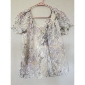 Rebecca Taylor Silk Floral Blouse Size Small Romantic Fairycore Feminine Texture